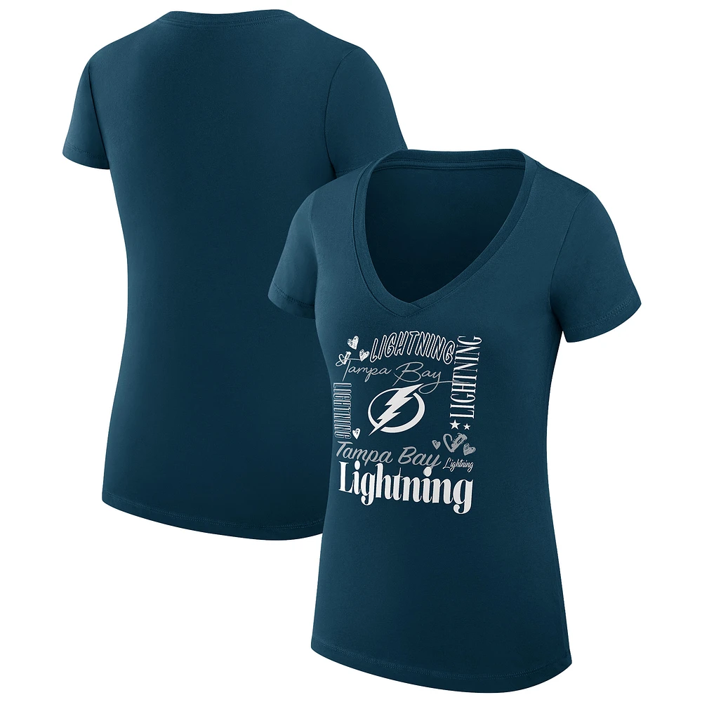Women's G-III 4Her by Carl Banks Tampa Bay Lightning Super-Slim Fit Lightweight Collage Team Graphic T-Shirt
