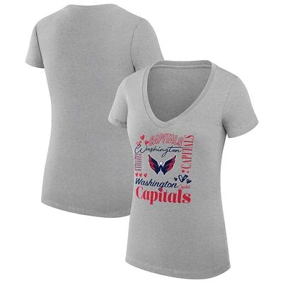 Women's G-III 4Her by Carl Banks Heather Gray Washington Capitals Super-Slim Fit Lightweight Collage Team Graphic T-Shirt