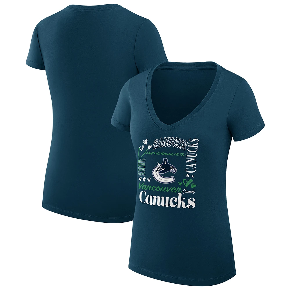 Women's G-III 4Her by Carl Banks Vancouver Canucks Super-Slim Fit Lightweight Collage Team Graphic T-Shirt