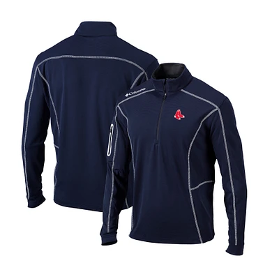 Men's Columbia Navy Boston Red Sox Cooperstown Collection Omni-Wick Shotgun Quarter-Zip Top