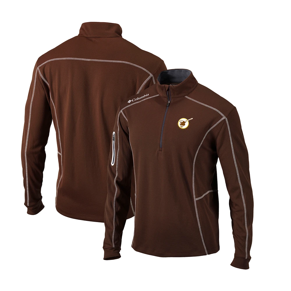 Men's Columbia Brown San Diego Padres Cooperstown Collection Omni-Wick Shotgun Quarter-Zip Top