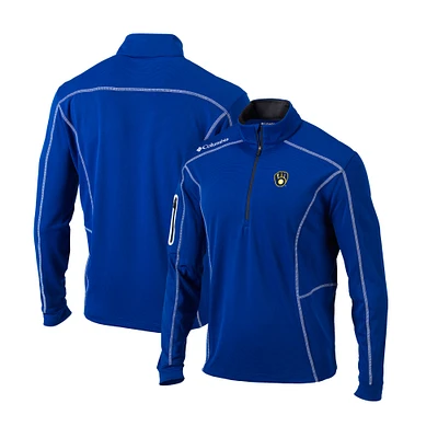 Men's Columbia Royal Milwaukee Brewers Cooperstown Collection Omni-Wick Shotgun Quarter-Zip Top