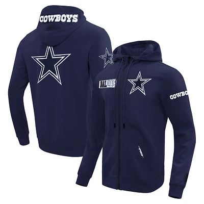 Men's Pro Standard Navy Dallas Cowboys Split Logo Double Knit Full-Zip Hoodie