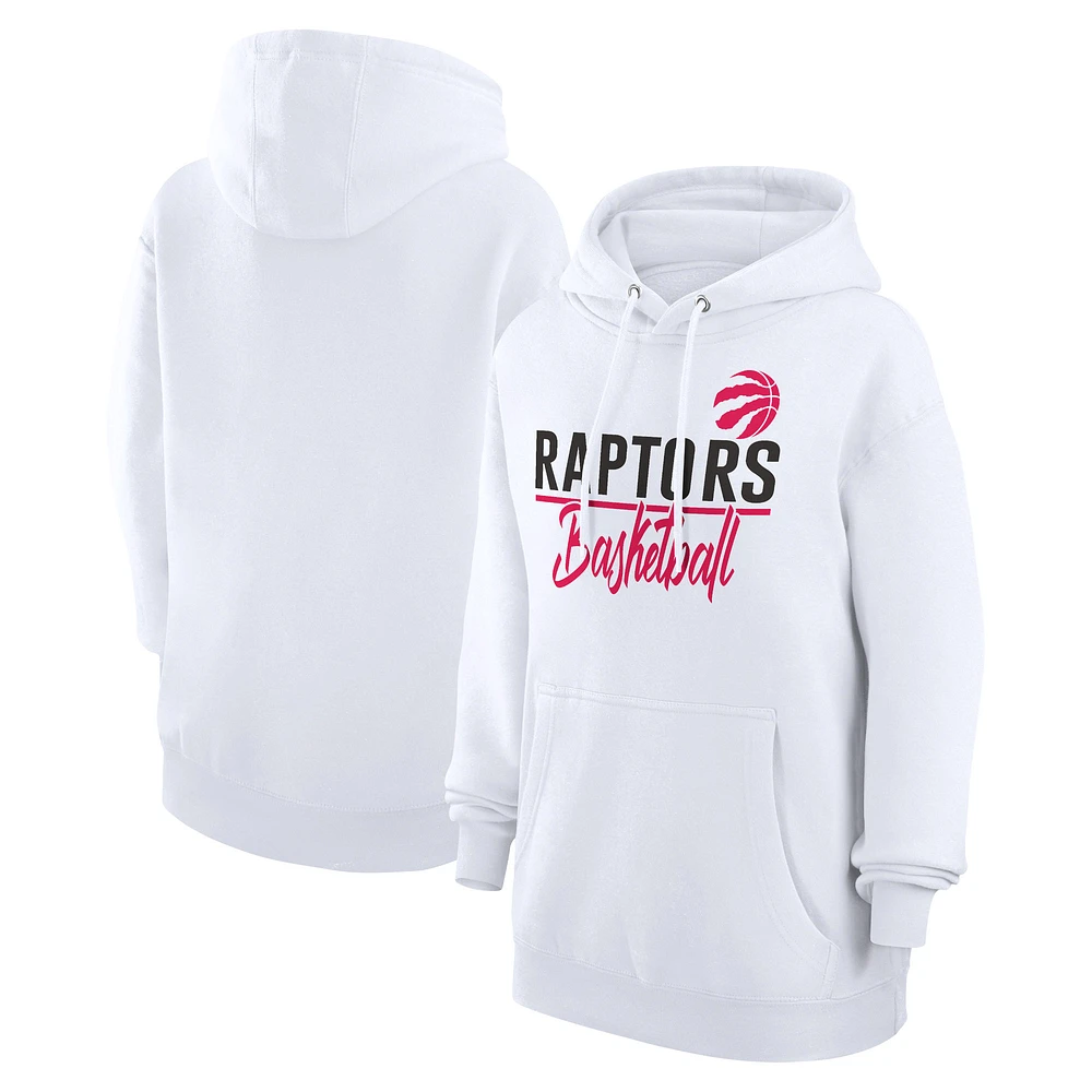 Women's G-III 4Her by Carl Banks White Toronto Raptors Graphics Fleece Pullover Hoodie