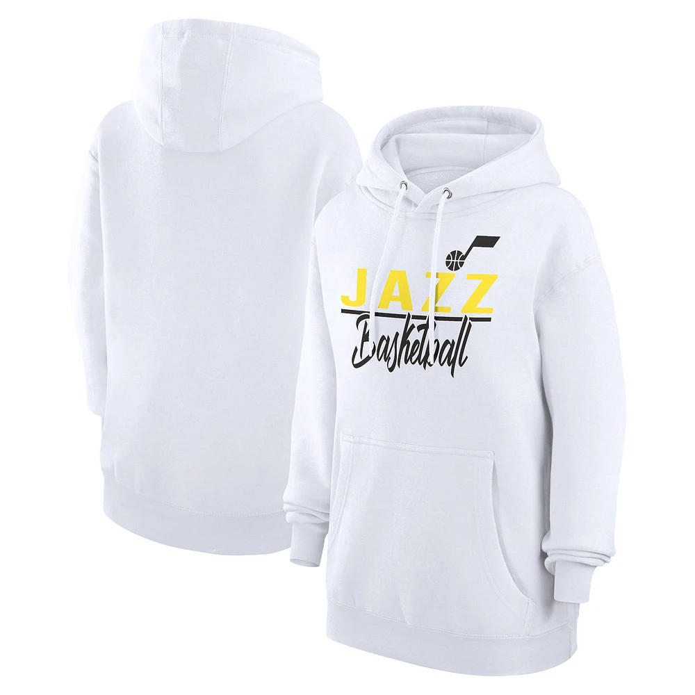 Women's G-III 4Her by Carl Banks White Utah Jazz Graphics Fleece Pullover Hoodie