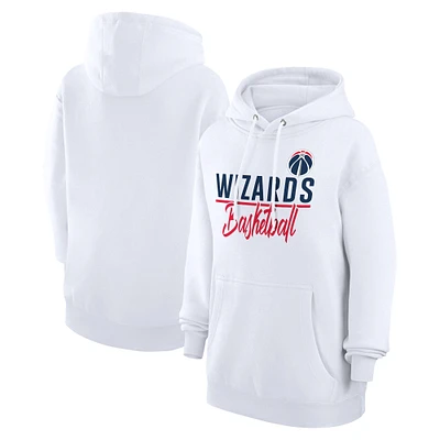 Women's G-III 4Her by Carl Banks White Washington Wizards Graphics Fleece Pullover Hoodie