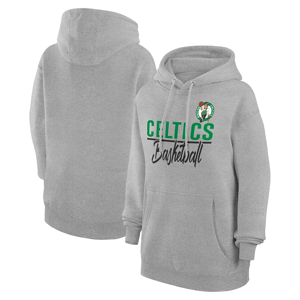 Women's G-III 4Her by Carl Banks Heather Gray Boston Celtics Graphics Fleece Pullover Hoodie