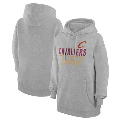 Women's G-III 4Her by Carl Banks Heather Gray Cleveland Cavaliers Graphics Fleece Pullover Hoodie