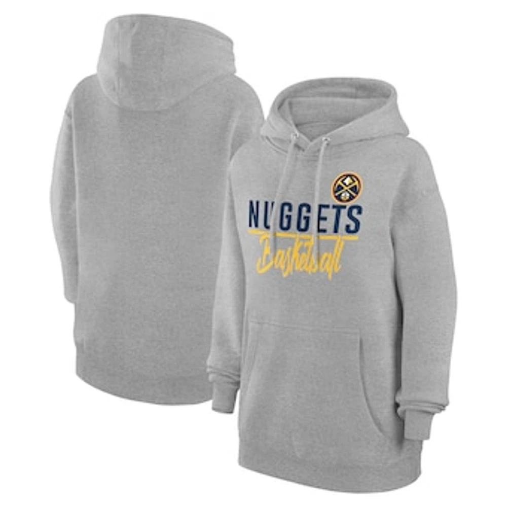 Women's G-III 4Her by Carl Banks Heather Gray Denver Nuggets Graphics Fleece Pullover Hoodie