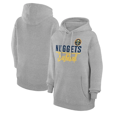 Women's G-III 4Her by Carl Banks Heather Gray Denver Nuggets Graphics Fleece Pullover Hoodie