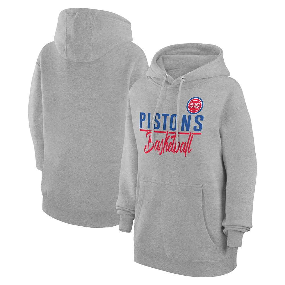 Women's G-III 4Her by Carl Banks Heather Gray Detroit Pistons Graphics Fleece Pullover Hoodie