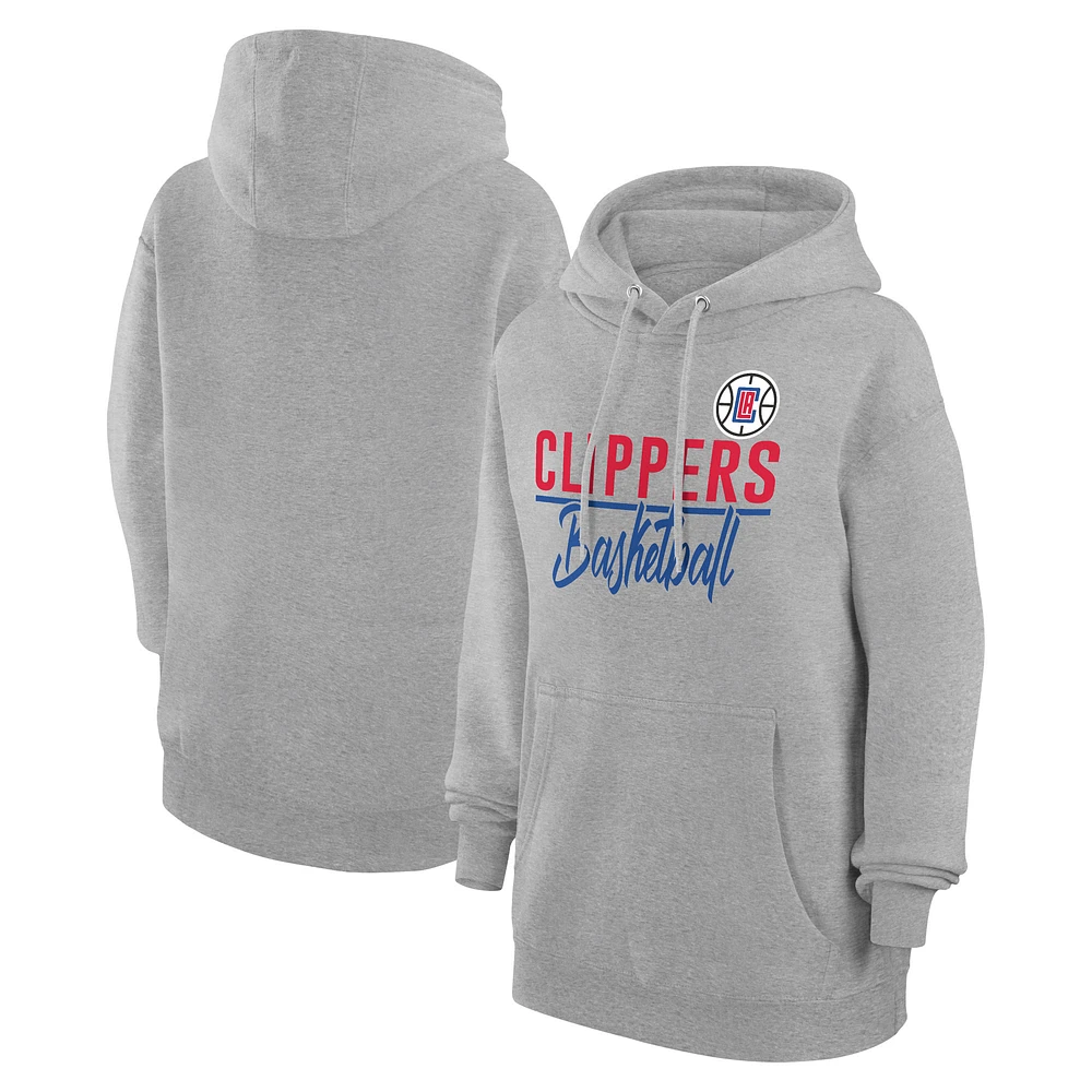 Women's G-III 4Her by Carl Banks Heather Gray LA Clippers Graphics Fleece Pullover Hoodie
