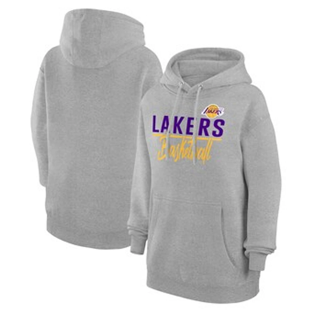 Women's G-III 4Her by Carl Banks Heather Gray Los Angeles Lakers Graphics Fleece Pullover Hoodie