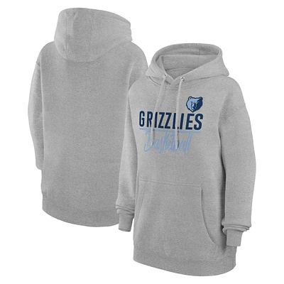 Women's G-III 4Her by Carl Banks Heather Gray Memphis Grizzlies Graphics Fleece Pullover Hoodie