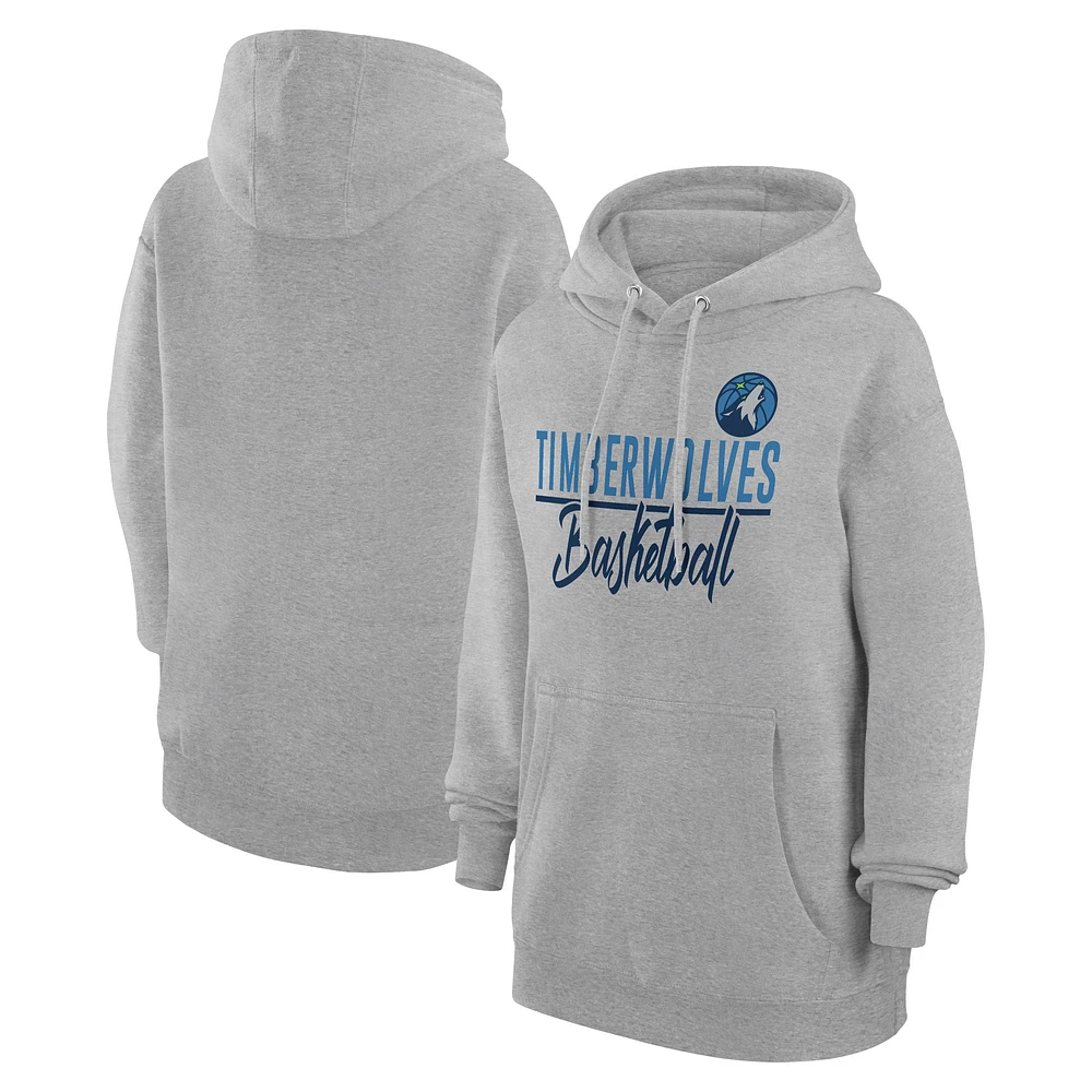 Women's G-III 4Her by Carl Banks Heather Gray Minnesota Timberwolves Graphics Fleece Pullover Hoodie