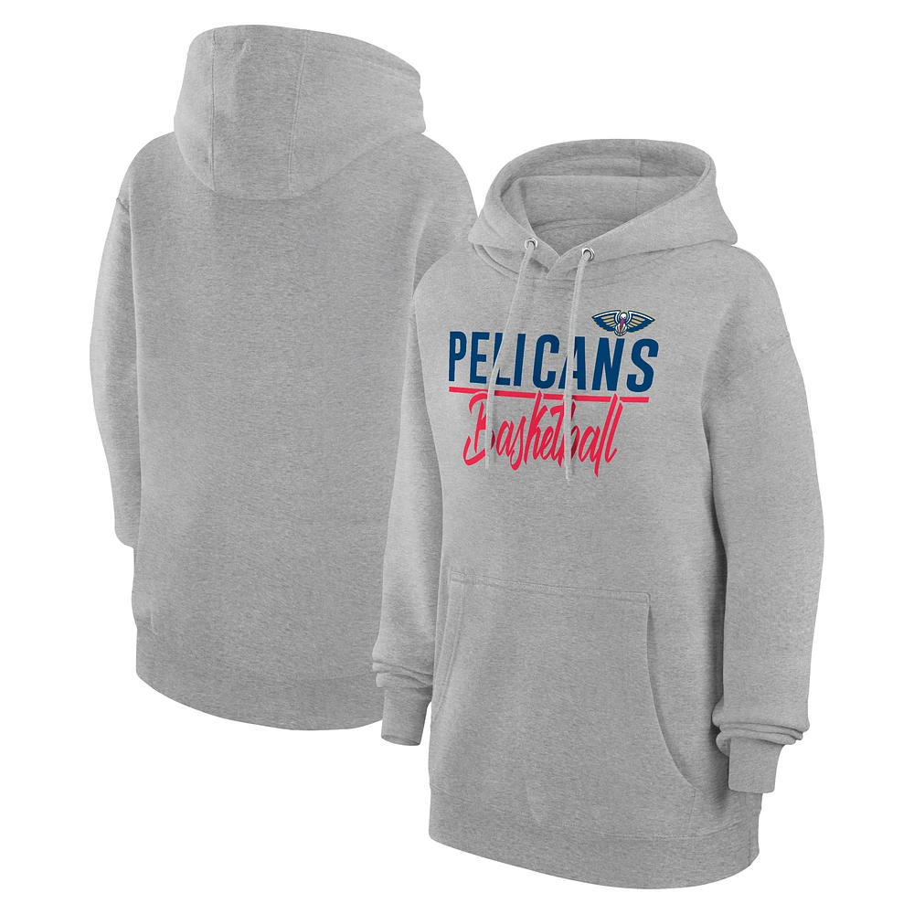 Women's G-III 4Her by Carl Banks Heather Gray New Orleans Pelicans Graphics Fleece Pullover Hoodie