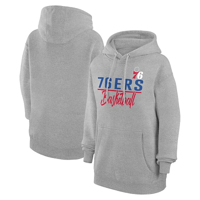 Women's G-III 4Her by Carl Banks Heather Gray Philadelphia 76ers Graphics Fleece Pullover Hoodie