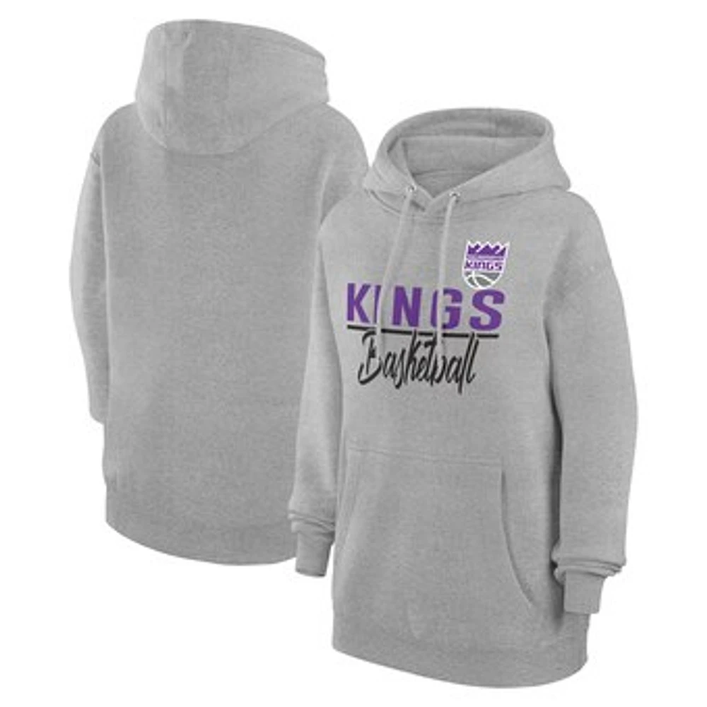 Women's G-III 4Her by Carl Banks Heather Gray Sacramento Kings Graphics Fleece Pullover Hoodie