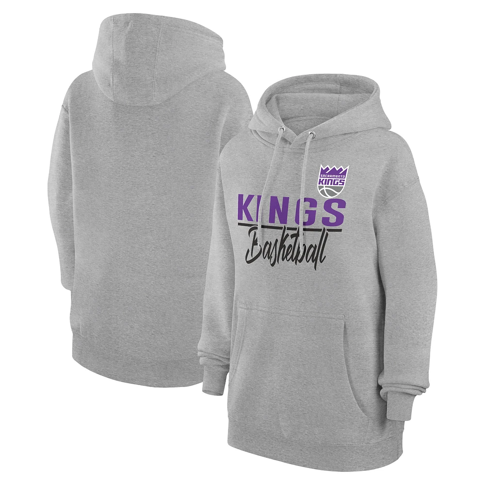 Women's G-III 4Her by Carl Banks Heather Gray Sacramento Kings Graphics Fleece Pullover Hoodie