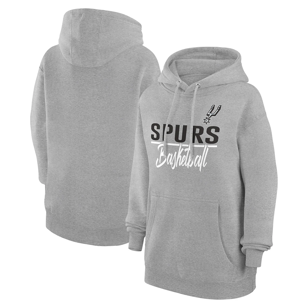 Women's G-III 4Her by Carl Banks Heather Gray San Antonio Spurs Graphics Fleece Pullover Hoodie