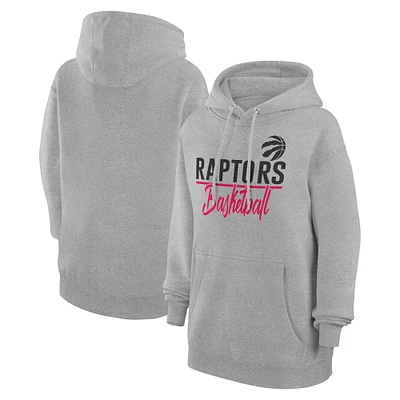 Women's G-III 4Her by Carl Banks Heather Gray Toronto Raptors Graphics Fleece Pullover Hoodie