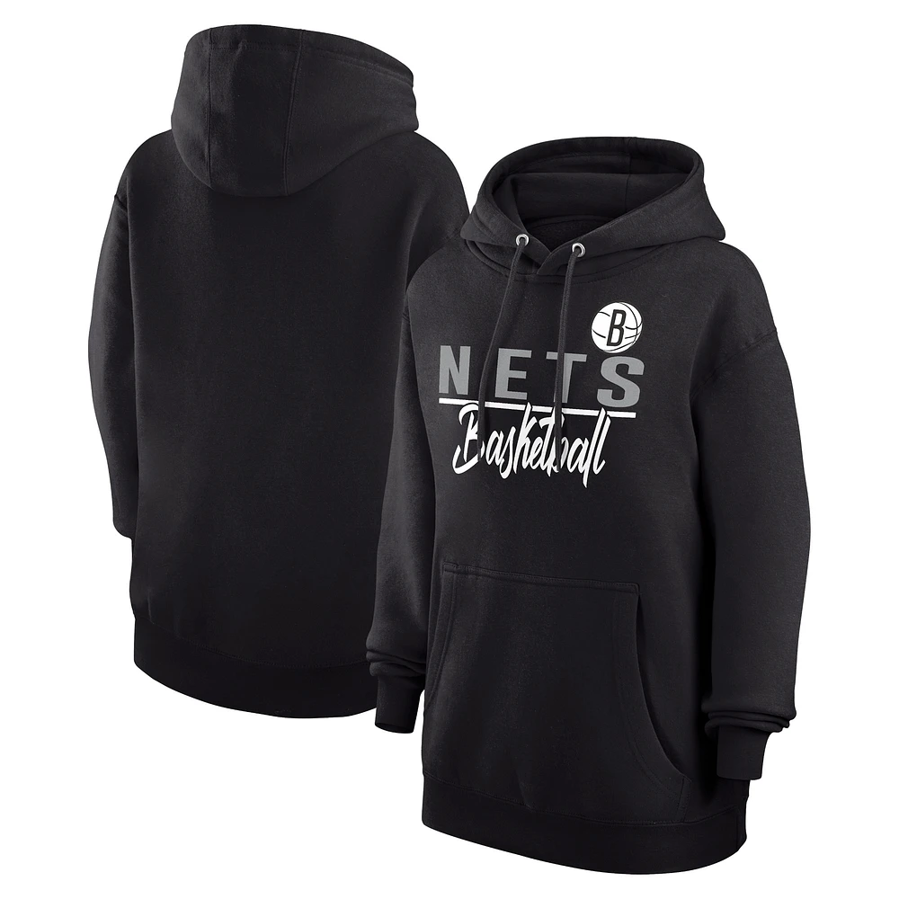 Women's G-III 4Her by Carl Banks Black Brooklyn Nets Graphics Fleece Pullover Hoodie