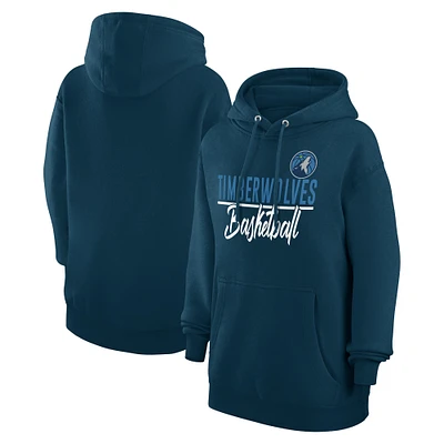 Women's G-III 4Her by Carl Banks Navy Minnesota Timberwolves Graphics Fleece Pullover Hoodie
