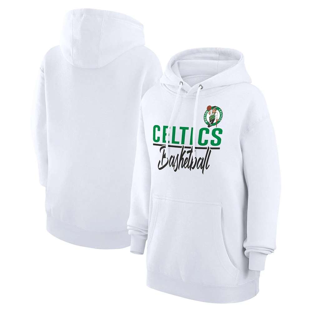 Women's G-III 4Her by Carl Banks White Boston Celtics Graphics Fleece Pullover Hoodie