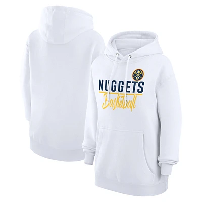 Women's G-III 4Her by Carl Banks White Denver Nuggets Graphics Fleece Pullover Hoodie