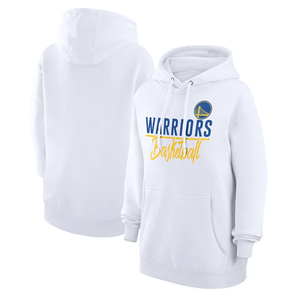 Women's G-III 4Her by Carl Banks White Golden State Warriors Graphics Fleece Pullover Hoodie