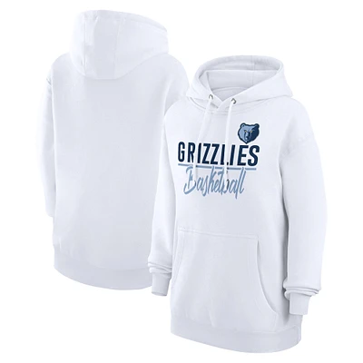 Women's G-III 4Her by Carl Banks White Memphis Grizzlies Graphics Fleece Pullover Hoodie