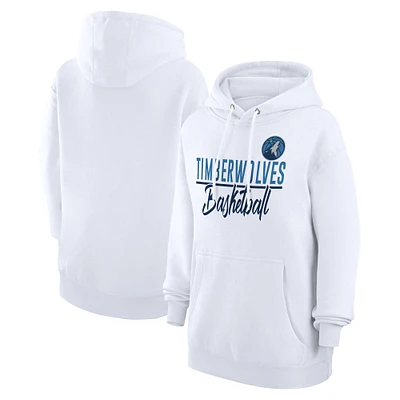 Women's G-III 4Her by Carl Banks White Minnesota Timberwolves Graphics Fleece Pullover Hoodie