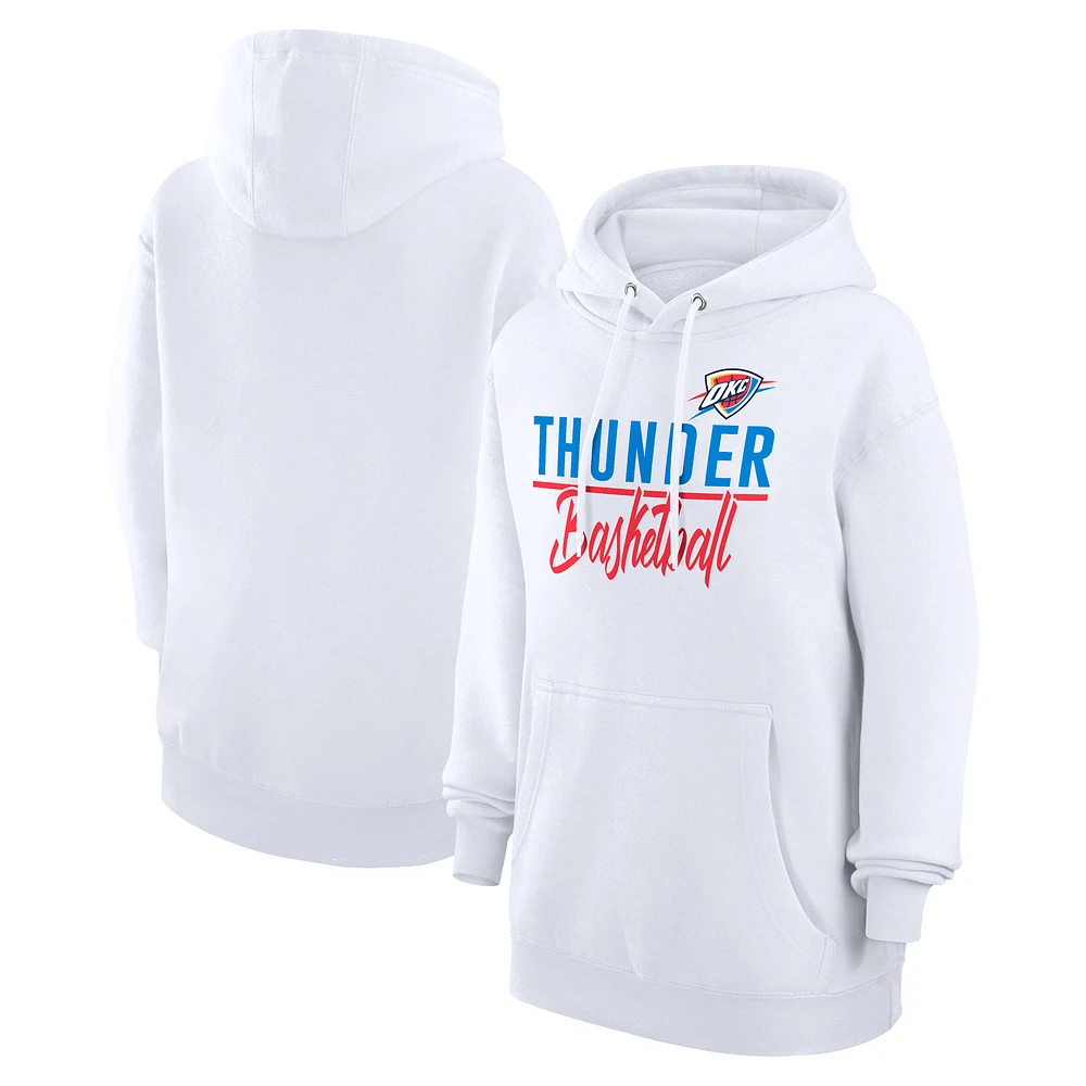 Women's G-III 4Her by Carl Banks White Oklahoma City Thunder Graphics Fleece Pullover Hoodie