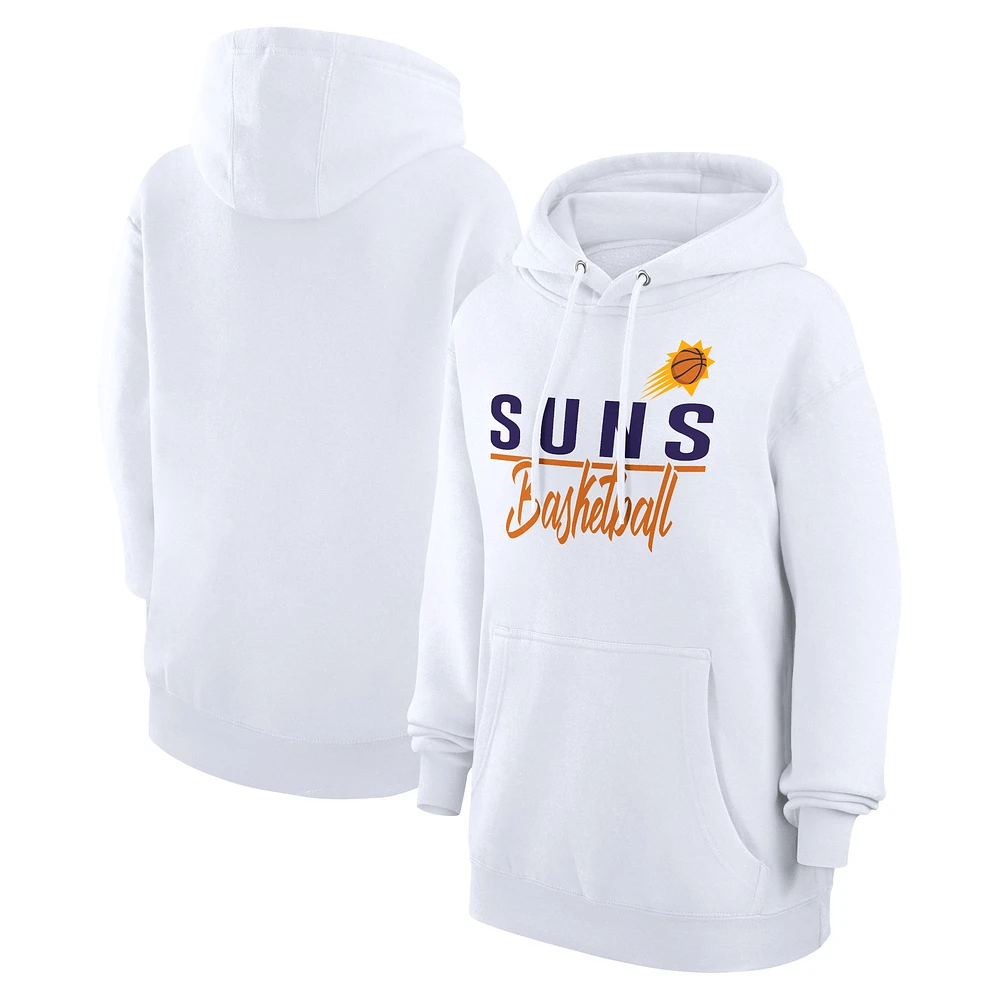 Women's G-III 4Her by Carl Banks White Phoenix Suns Graphics Fleece Pullover Hoodie