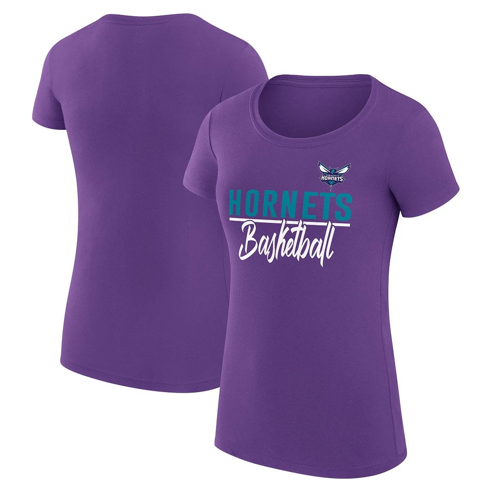 Women's G-III 4Her by Carl Banks Purple Charlotte Hornets Super-Slim Fit Lightweight Team Sport V-Neck T-Shirt