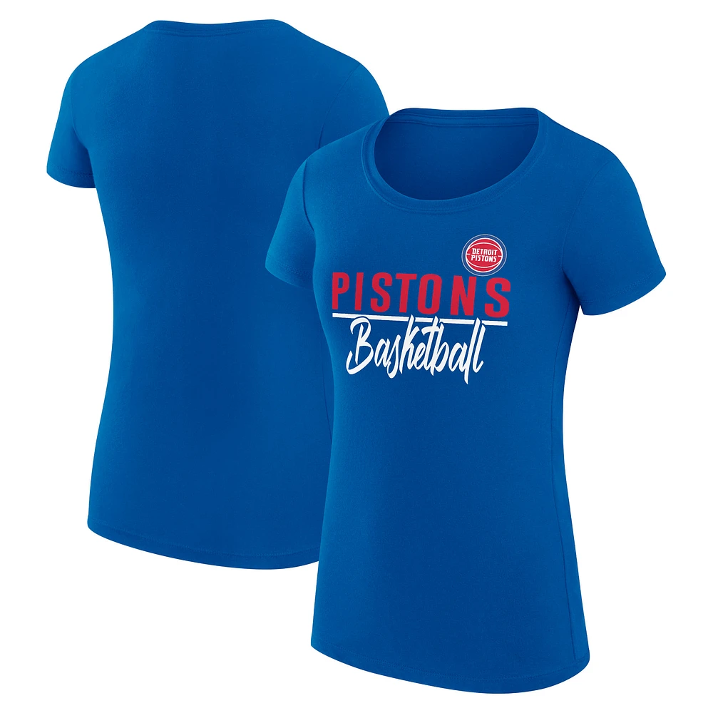 Women's G-III 4Her by Carl Banks Blue Detroit Pistons Super-Slim Fit Lightweight Team Sport V-Neck T-Shirt