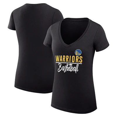 Women's G-III 4Her by Carl Banks Golden State Warriors Super-Slim Fit Lightweight Team Sport V-Neck T-Shirt