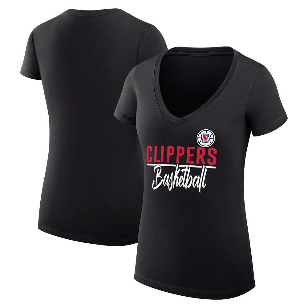Women's G-III 4Her by Carl Banks LA Clippers Super-Slim Fit Lightweight Team Sport V-Neck T-Shirt