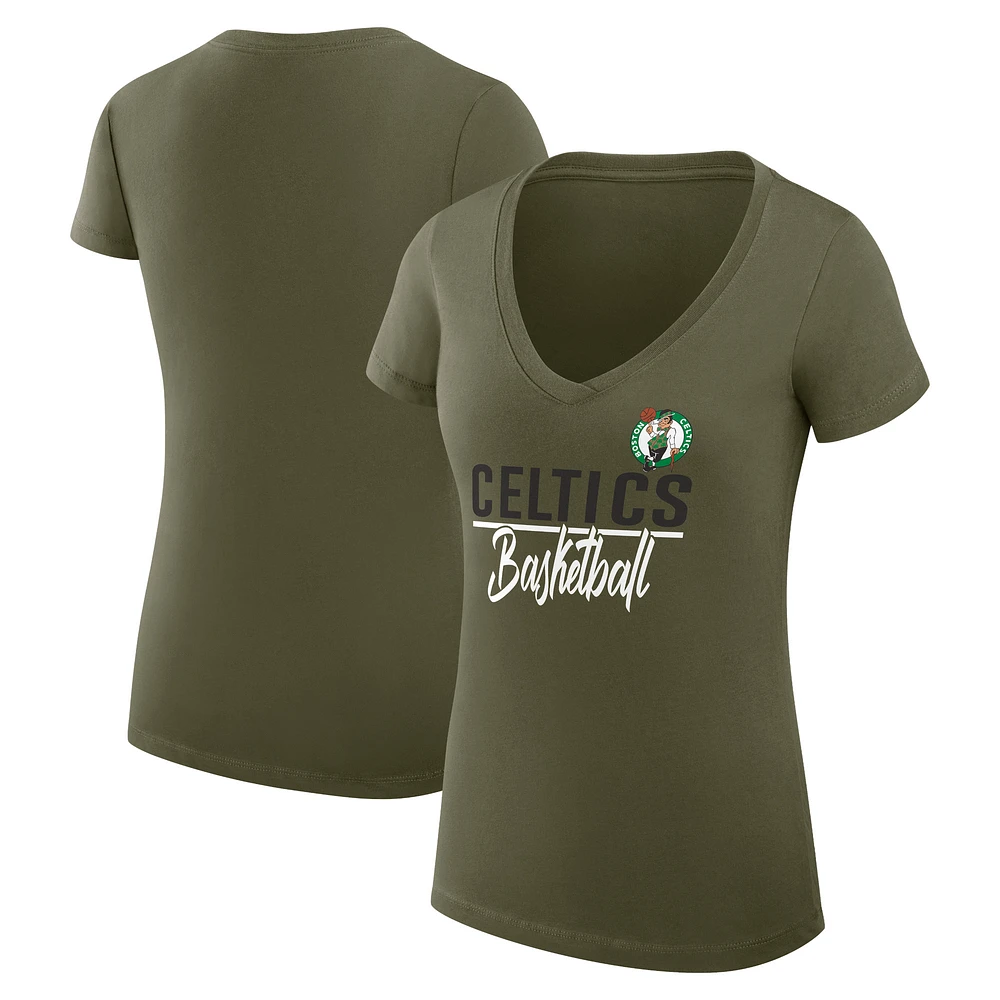 Women's G-III 4Her by Carl Banks Boston Celtics Super-Slim Fit Lightweight Team Sport V-Neck T-Shirt
