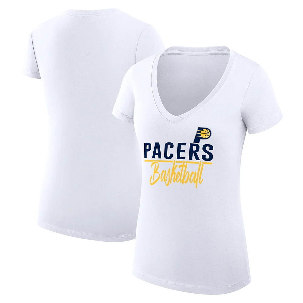 Women's G-III 4Her by Carl Banks White Indiana Pacers Super-Slim Fit Lightweight Team Sport V-Neck T-Shirt