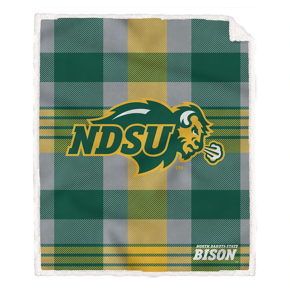 Pegasus NDSU Bison 60” x 70” Plaid Steel Ultra Cozy Sherpa Blanket