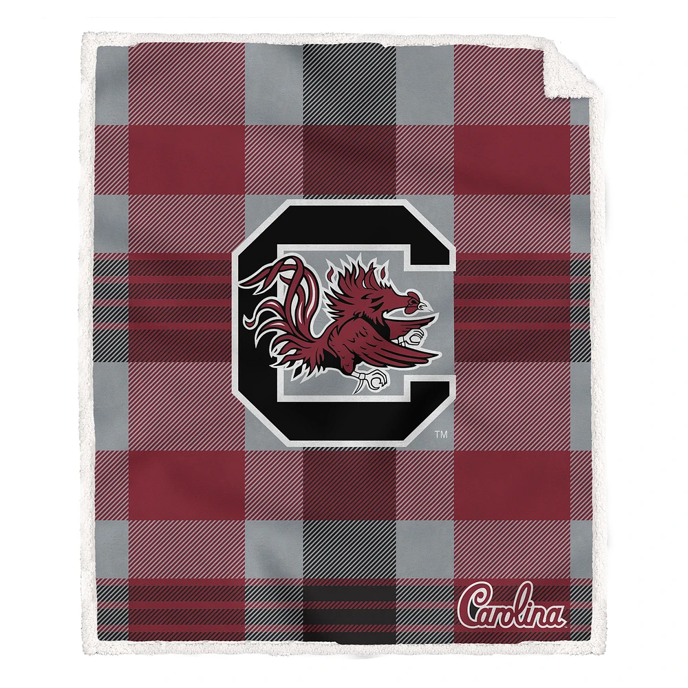 Pegasus South Carolina Gamecocks 60” x 70” Plaid Steel Ultra Cozy Sherpa Blanket