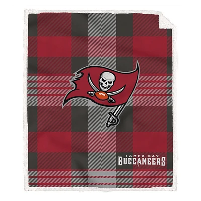 Pegasus Tampa Bay Buccaneers 60” x 70” Plaid Steel Ultra Cozy Sherpa Blanket