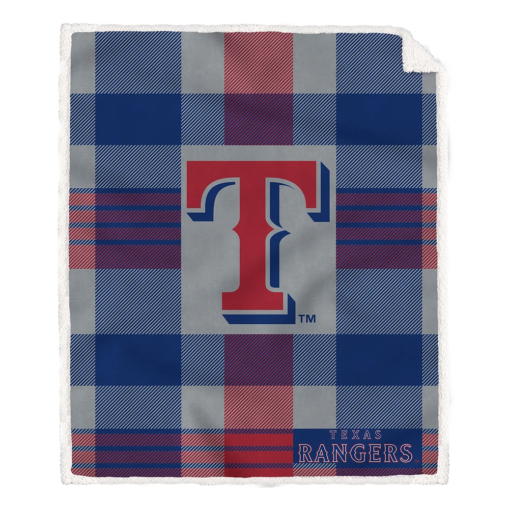 Pegasus Texas Rangers 60” x 70” Plaid Steel Ultra Cozy Sherpa Blanket
