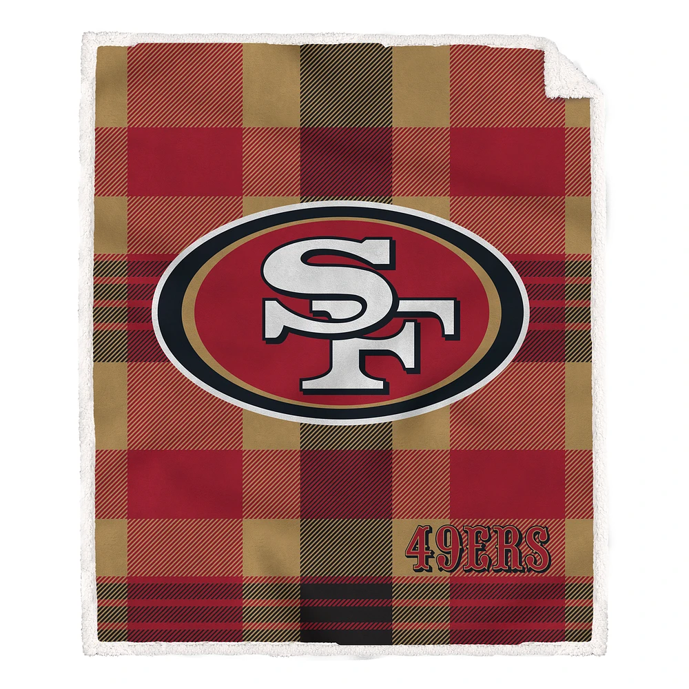 Pegasus San Francisco 49ers 60” x 70” Plaid Steel Ultra Cozy Sherpa Blanket