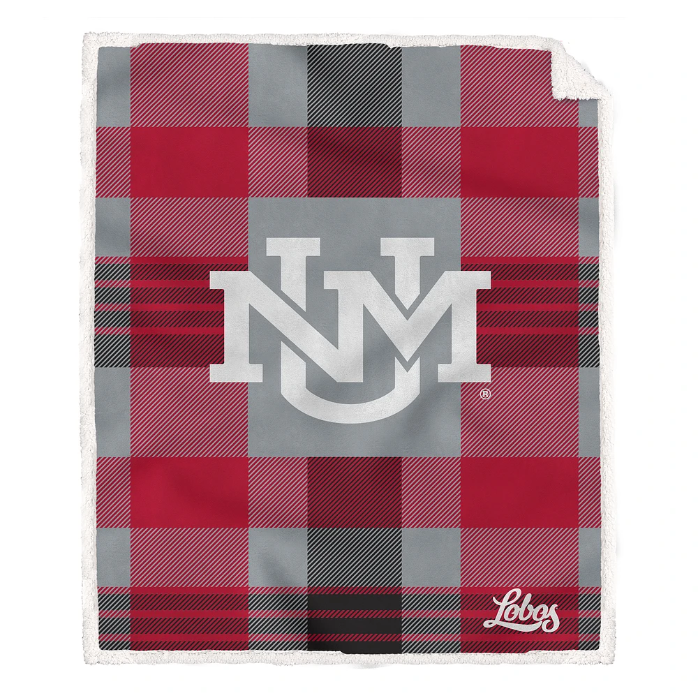 Pegasus New Mexico Lobos 60” x 70” Plaid Steel Ultra Cozy Sherpa Blanket
