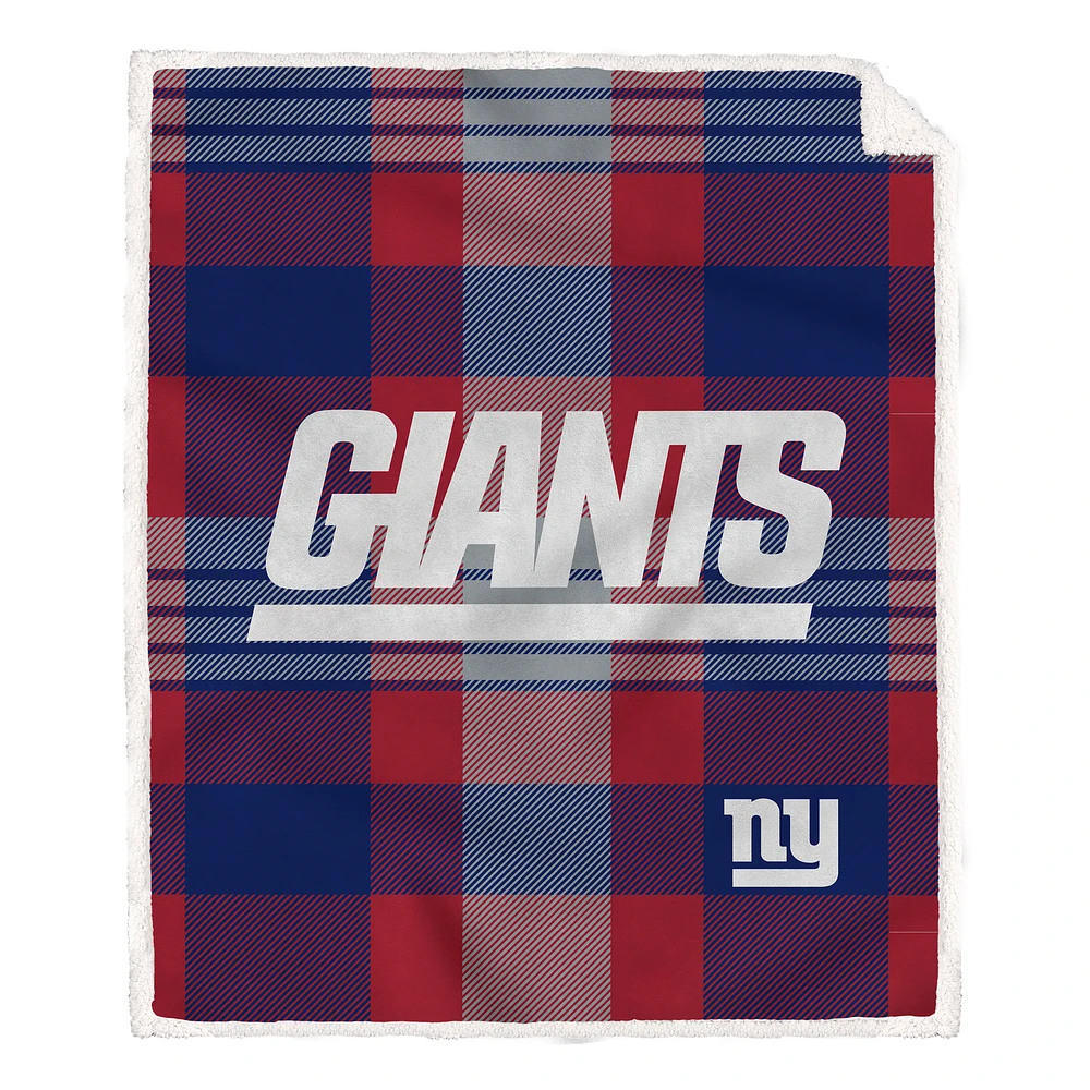 Pegasus New York Giants 60” x 70” Plaid Steel Ultra Cozy Sherpa Blanket