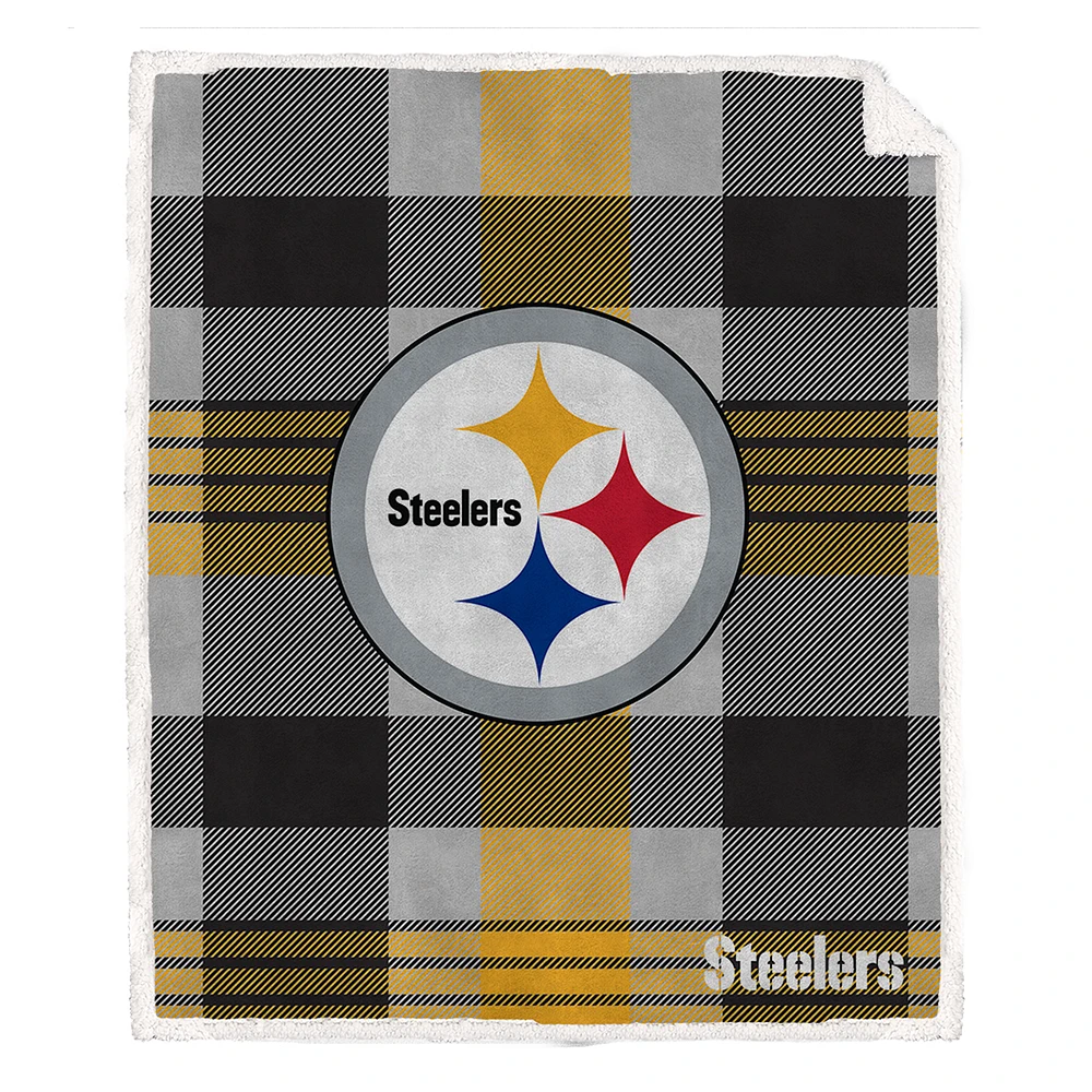 Pegasus Pittsburgh Steelers 60” x 70” Plaid Steel Ultra Cozy Sherpa Blanket