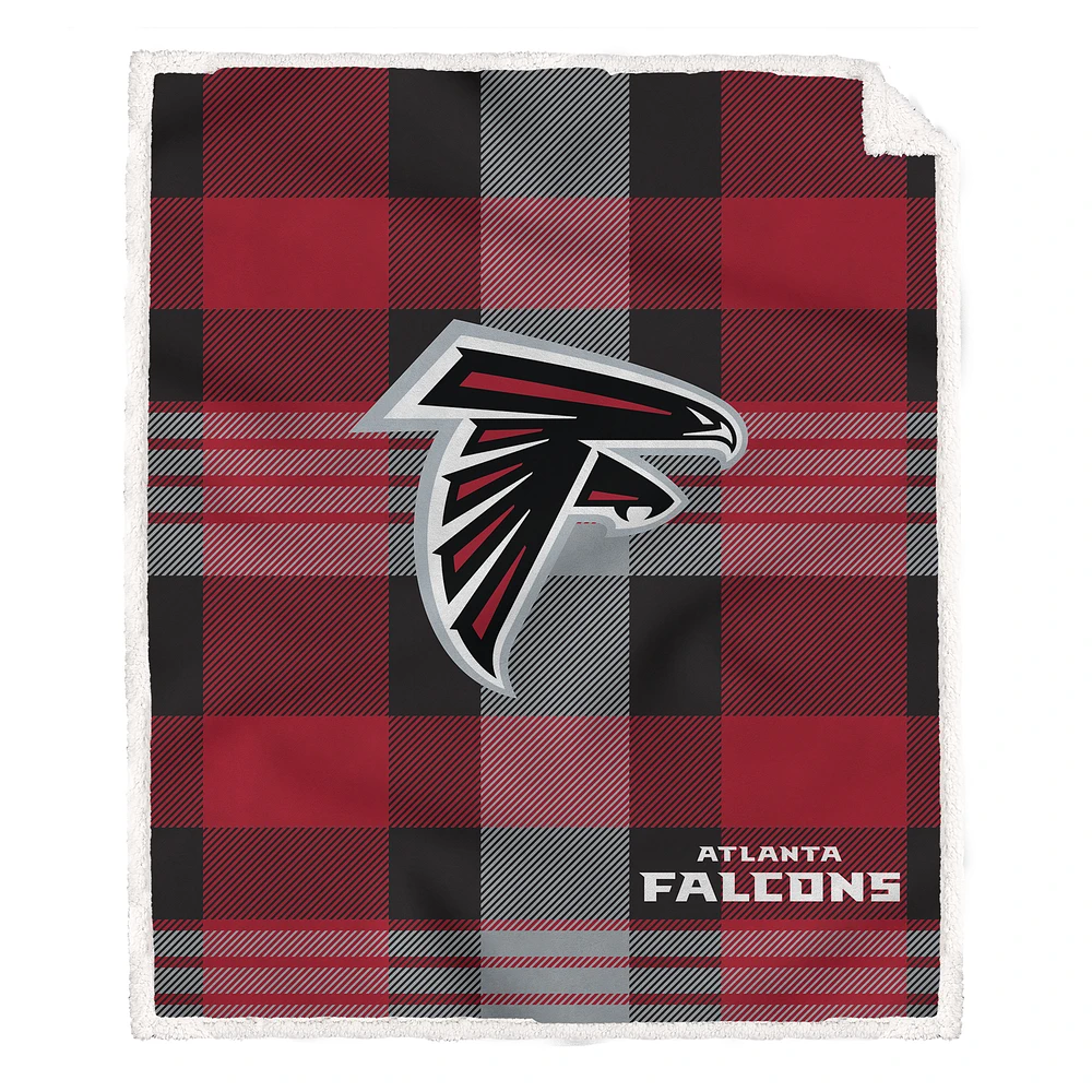 Pegasus Atlanta Falcons 60” x 70” Plaid Steel Ultra Cozy Sherpa Blanket