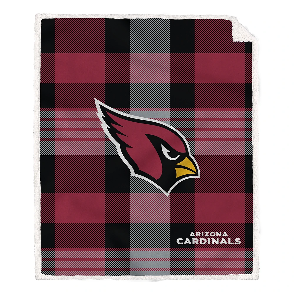 Pegasus Arizona Cardinals 60” x 70” Plaid Steel Ultra Cozy Sherpa Blanket